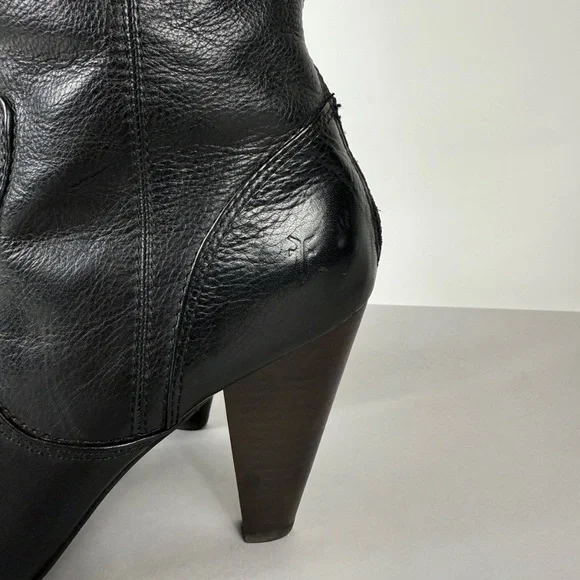 Frye Regina Zip Black Leather Boots - Picture 8 of 12